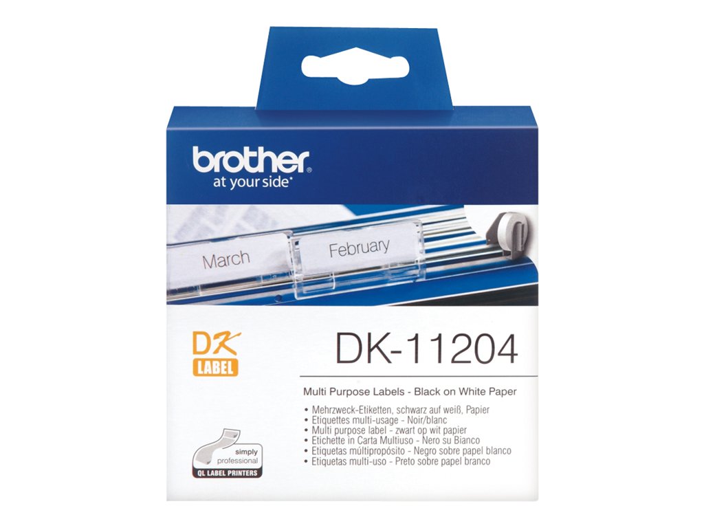 Brother DK-11204 - Schwarz auf Weiß - 17 x 54 mm 400 Etikett(en) (1 Rolle(n) x 400 Mehrzwecketiketten - für Brother QL-1050, QL-500, QL-550, QL-560, QL-570, QL-650, QL-710, QL-720, QL-820